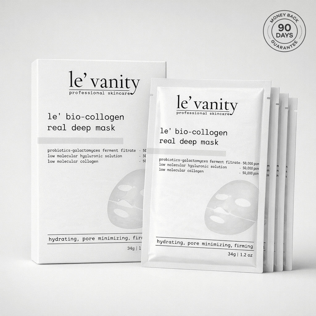 Le' Vanity bio-collagen real deep mask packaging on a white background