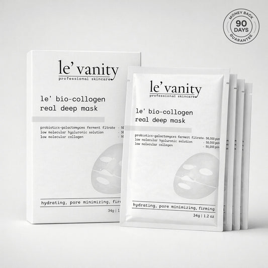 Le' Vanity bio-collagen real deep mask packaging on a white background